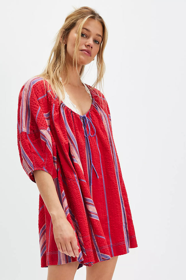 Bop Around Romper Seaside Stripe Red Combo