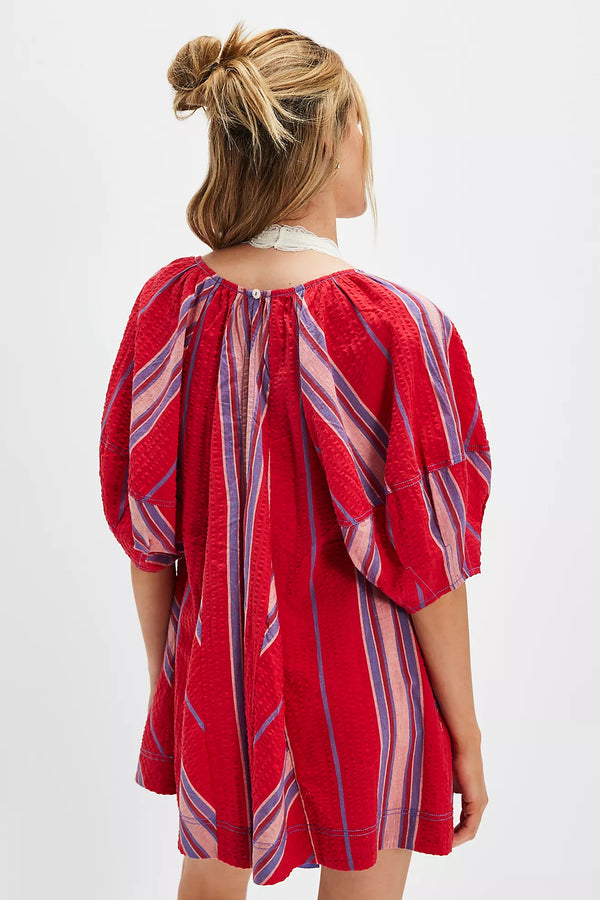 Bop Around Romper Seaside Stripe Red Combo