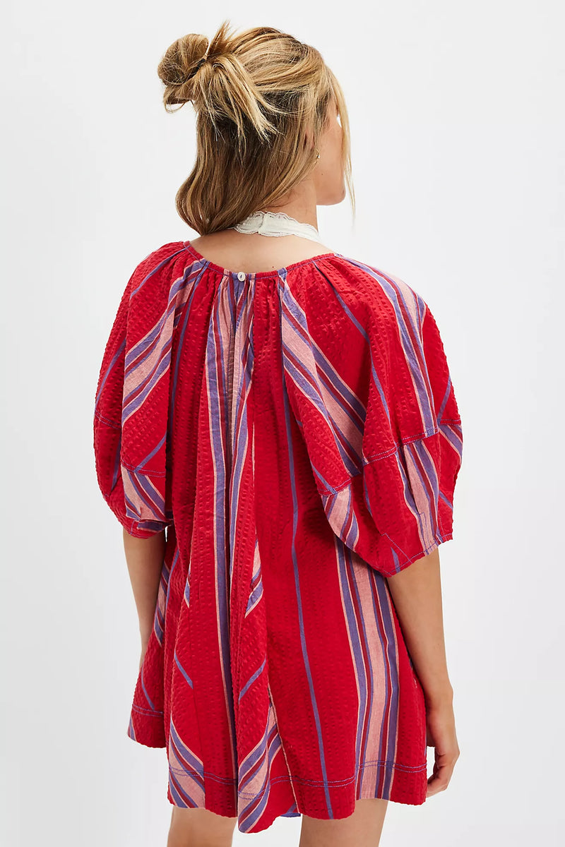 Bop Around Romper Seaside Stripe Red Combo