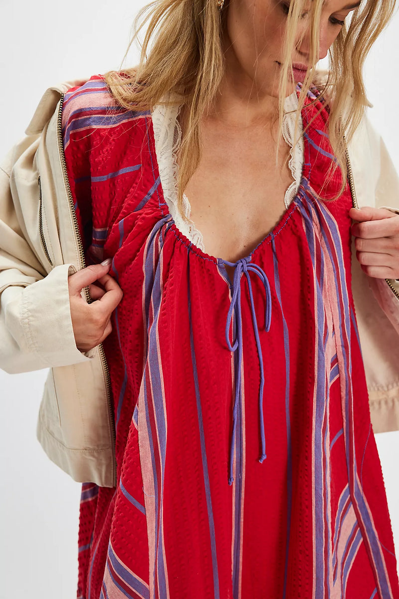 Bop Around Romper Seaside Stripe Red Combo