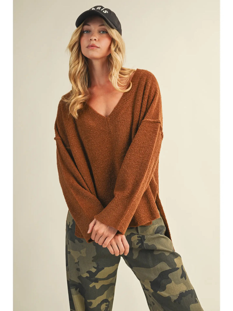 The Golden V-neck Sweater Camel