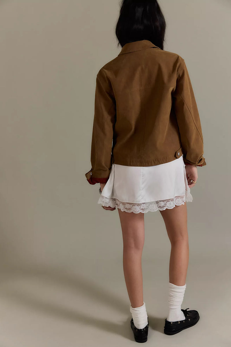 We The Free Blair Vegan Suede Jacket Caramel Cafe