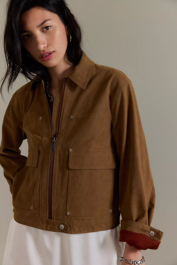 We The Free Blair Vegan Suede Jacket Caramel Cafe