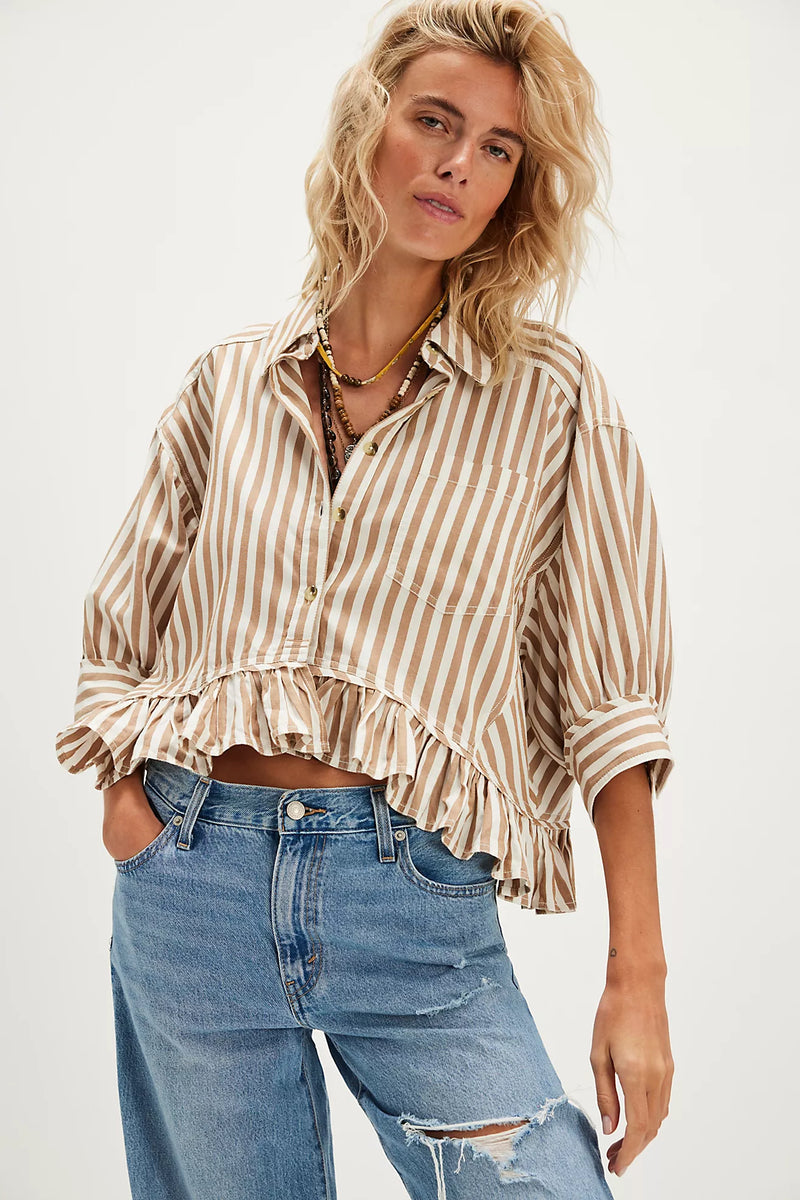 We The Free Bailey Stripe Shirt Neutral Combo