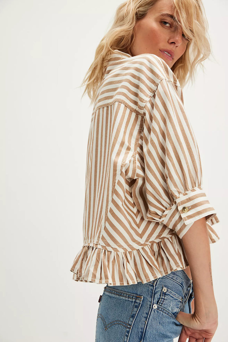 We The Free Bailey Stripe Shirt Neutral Combo