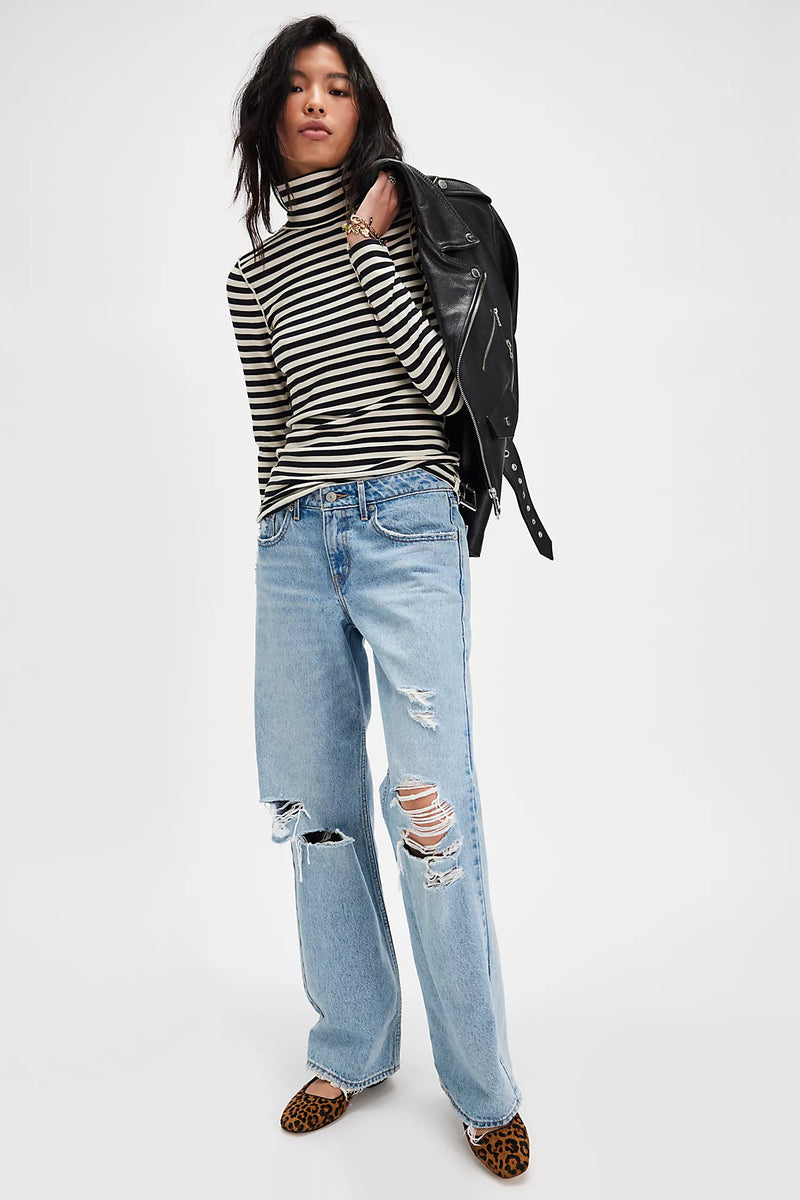 Good Good Stripe Turtleneck Black Combo