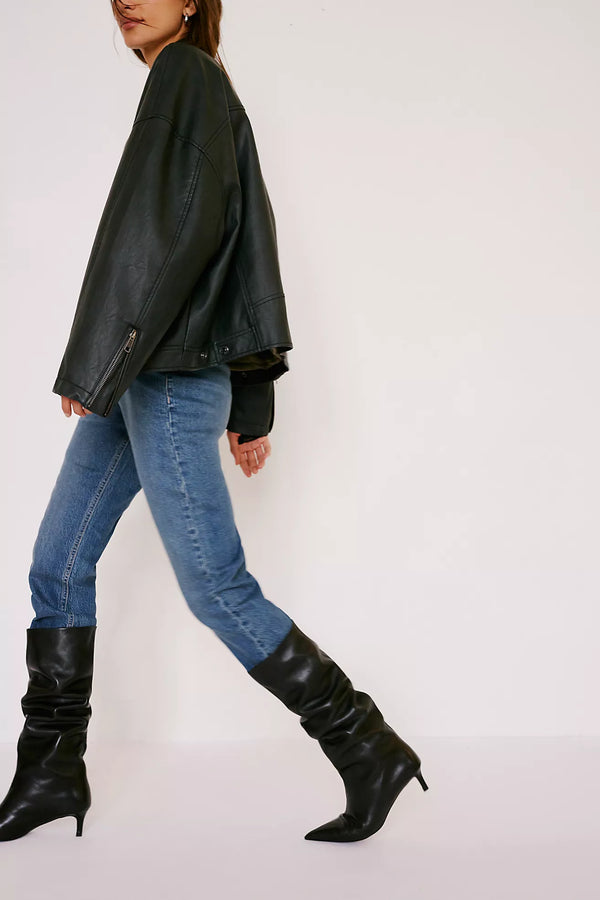 Kiki Kitten Heel Boots Black Leather