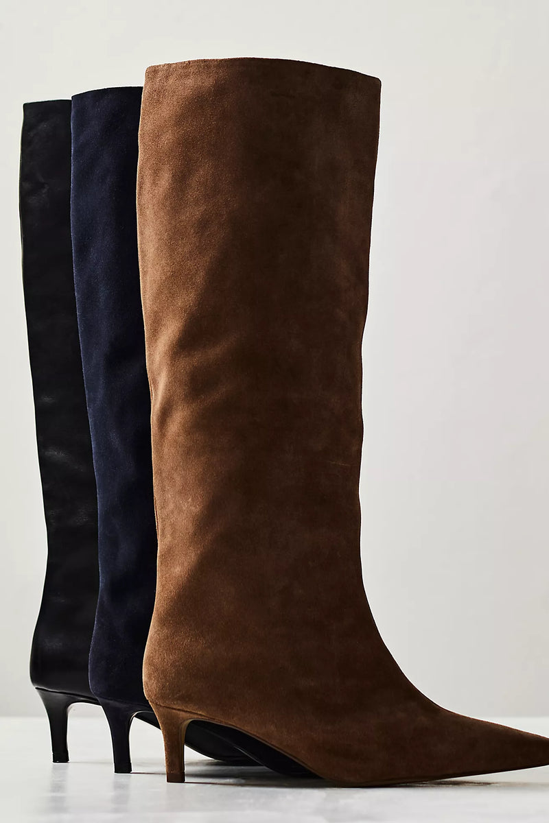 Kiki Kitten Heel Boots Tan Suede