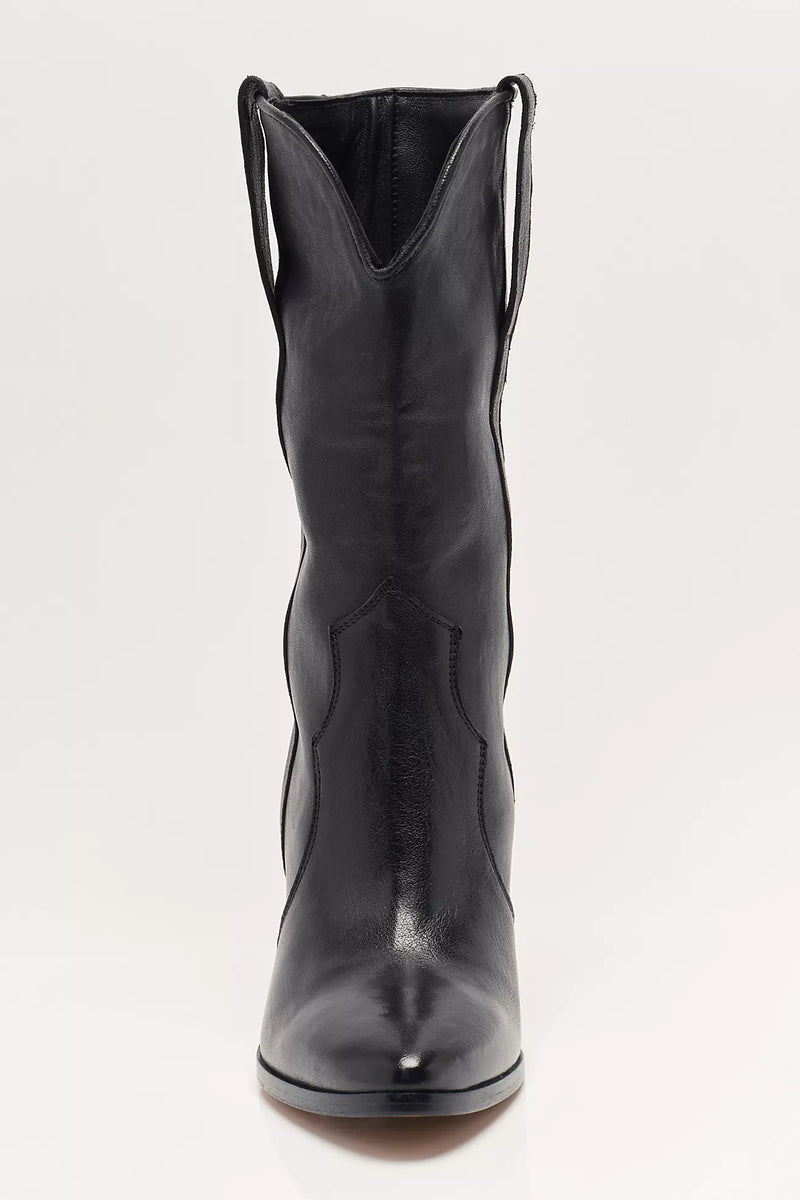 Feather Heel Boots Black Leather