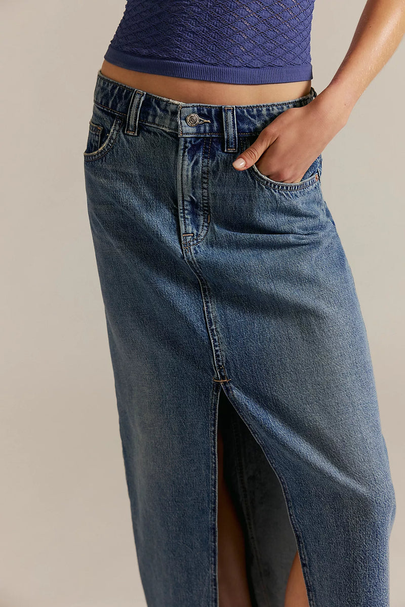 Nothing Better Denim Maxi Skirt Little Things