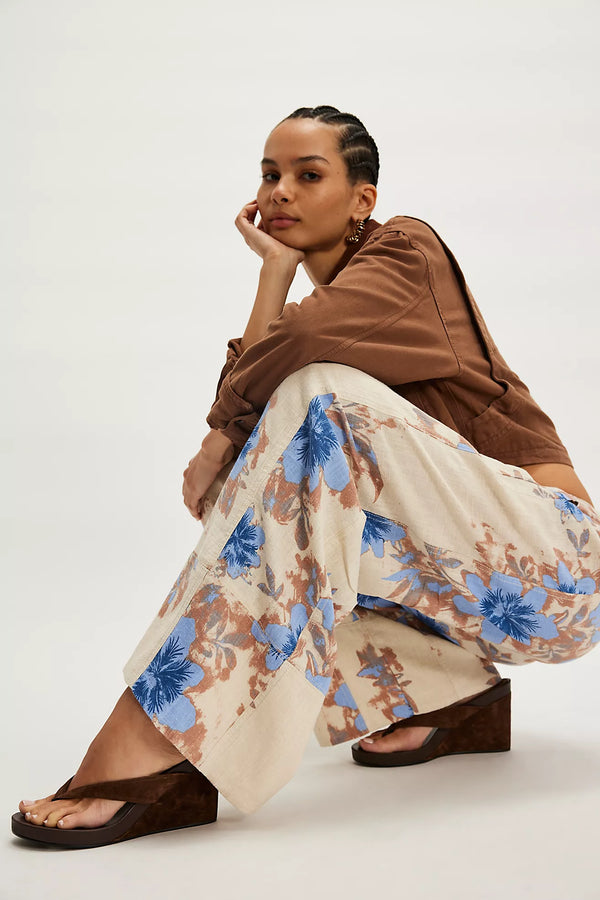 Days End Pull On Pants Ivory Floral Combo
