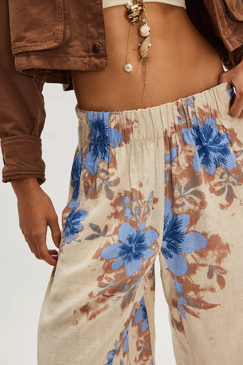 Days End Pull On Pants Ivory Floral Combo