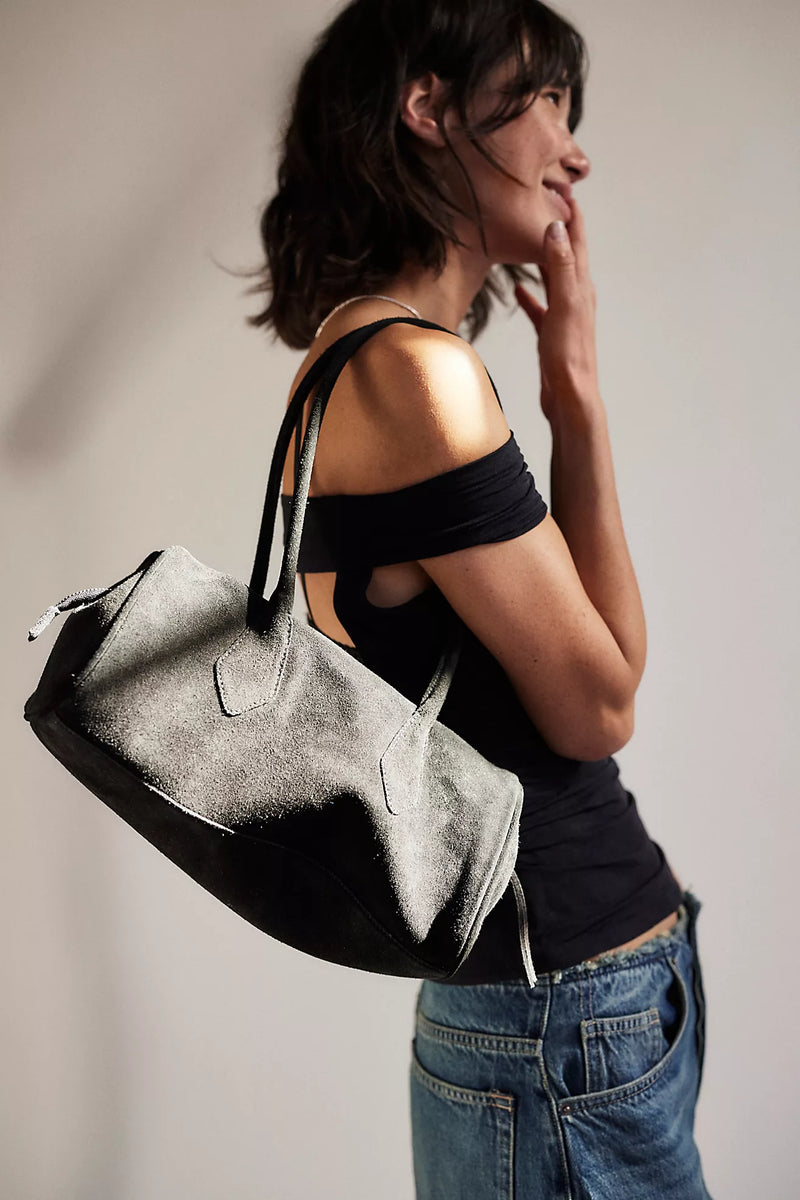 Sierra Suede Shoulder Bag Black