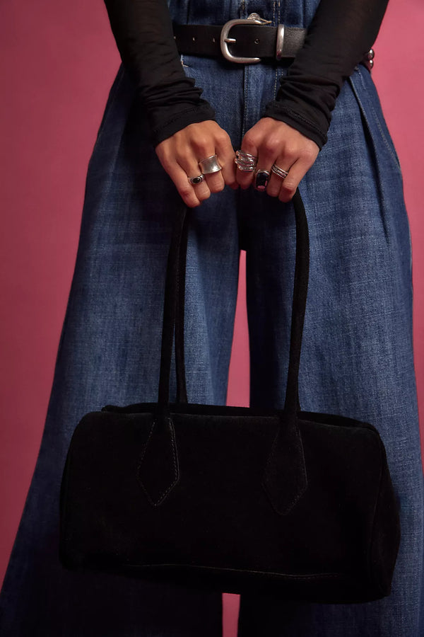 Sierra Suede Shoulder Bag Black