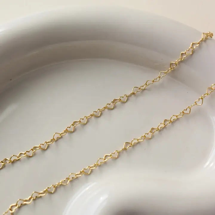 Heart Chain Bracelet 14k Gold Fill