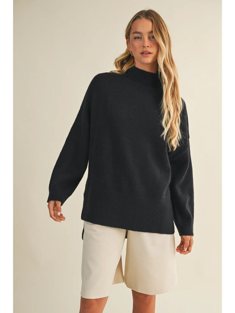 Classic Black Mock Neck Sweater