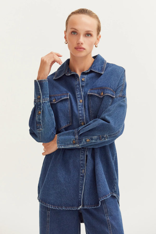 Gianna Denim Button Up Top