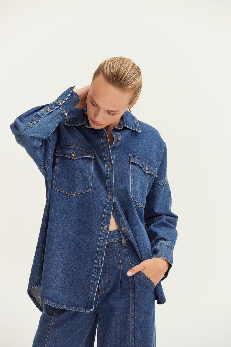 Gianna Denim Button Up Top