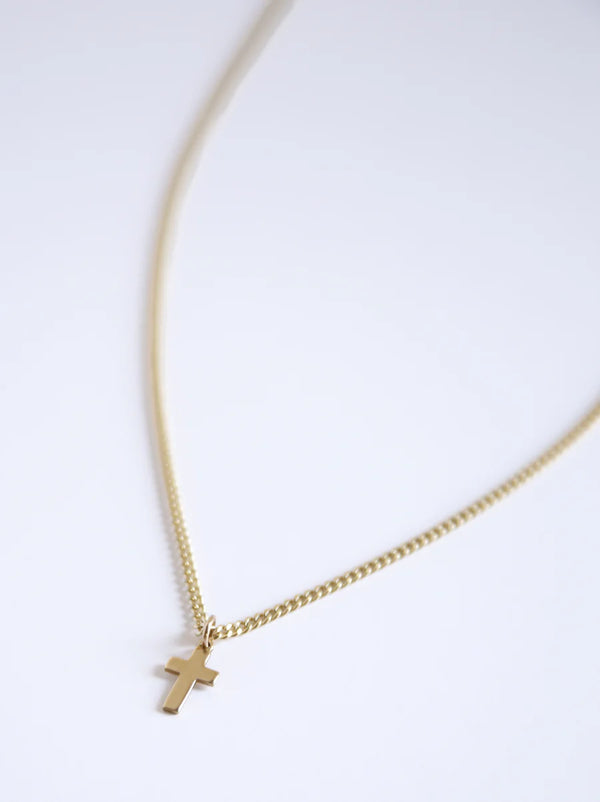 Cross Pendant Curb Chain Necklace