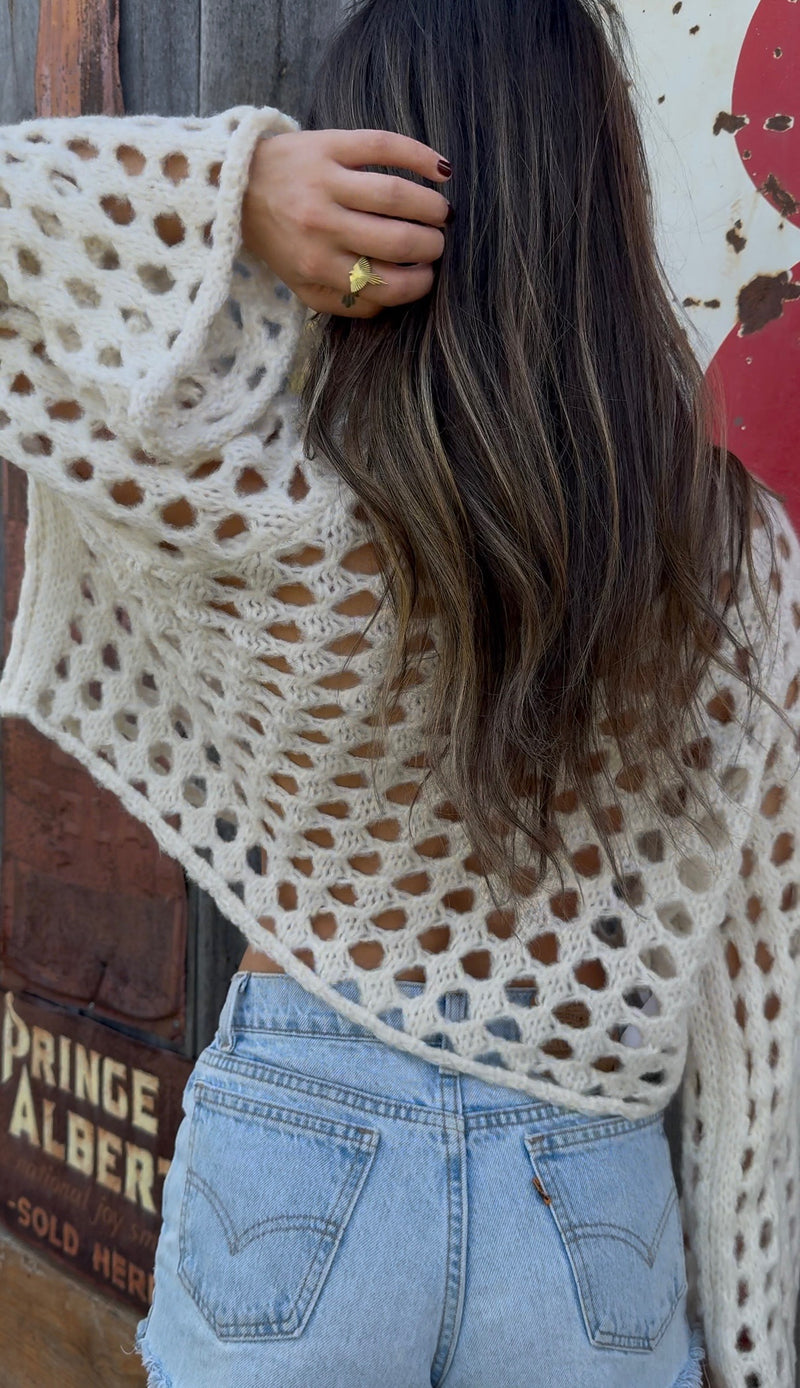 Everyday Cropped Knit Sweater Ivory