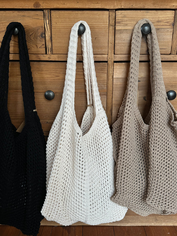 Harvest Knit Woven Bag Cream