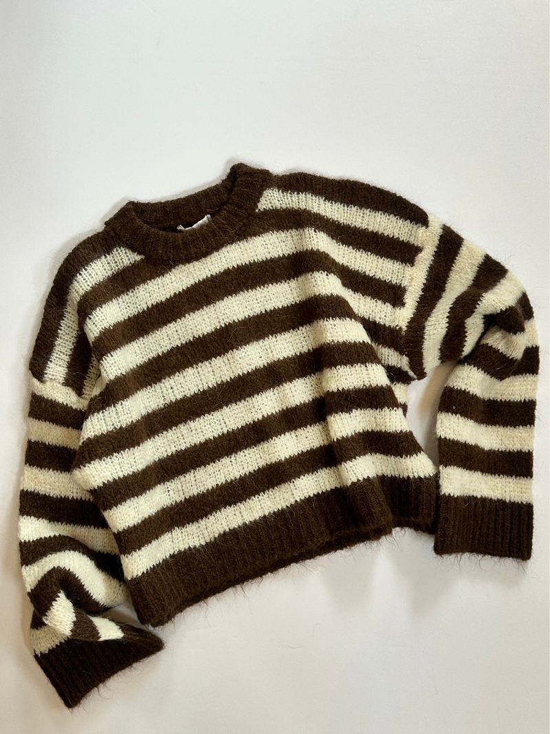 Autumn Lines Sweater Chocolate Brown/Cream