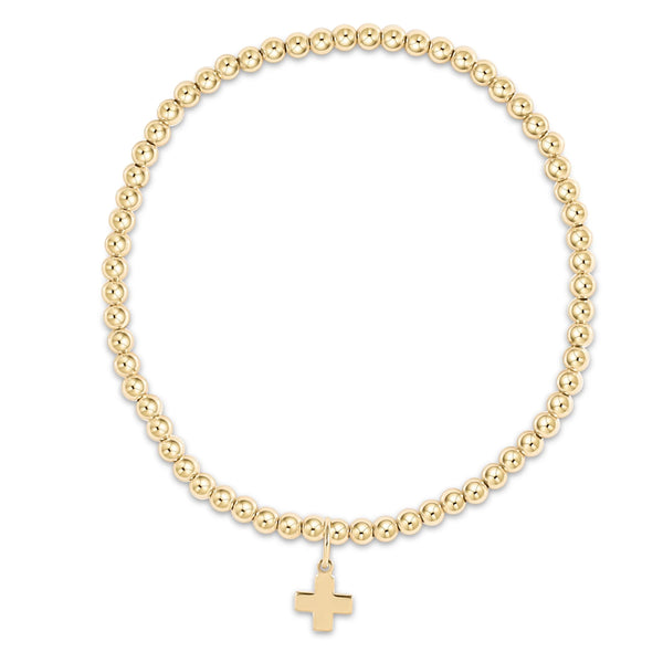 Classic Gold 3mm Bead Bracelet Signature Cross Gold Charm