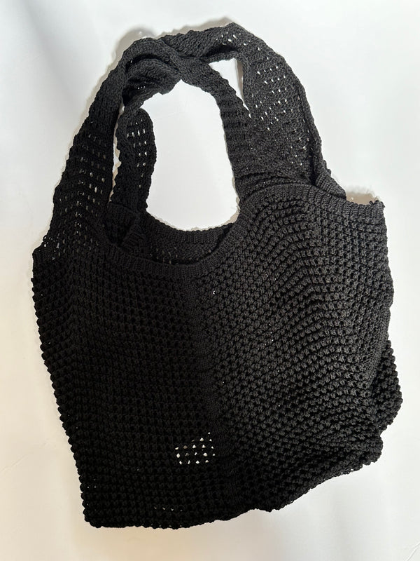 Harvest Knit Woven Bag Black