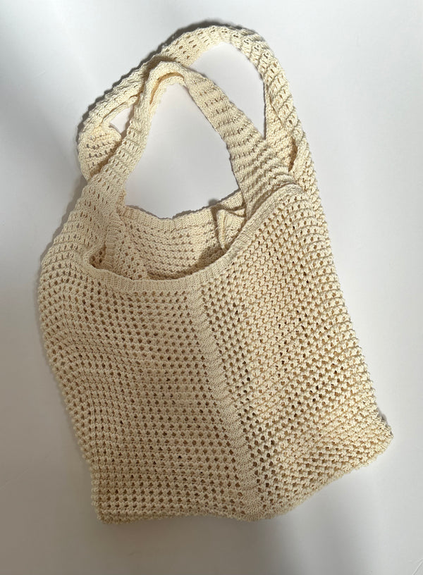 Harvest Knit Woven Bag Cream
