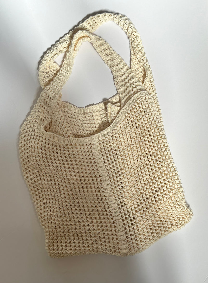 Harvest Knit Woven Bag Cream