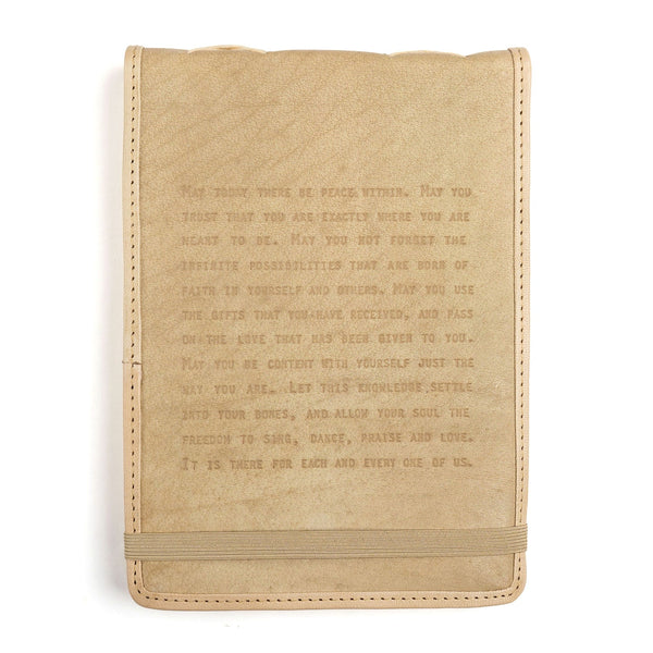 Large May Today There Be Peace Within Leather Journal in Honey