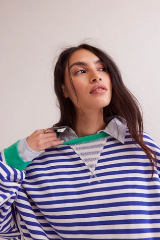 Classic Striped Oversized Crew Sand Dollar Combo