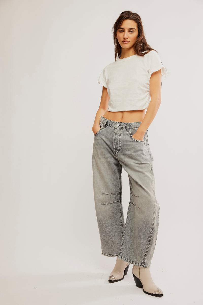 Good Luck Mid-Rise Barrel Jeans Falcon Grey