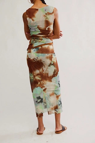 Ash Printed Knit Top Moss Combo