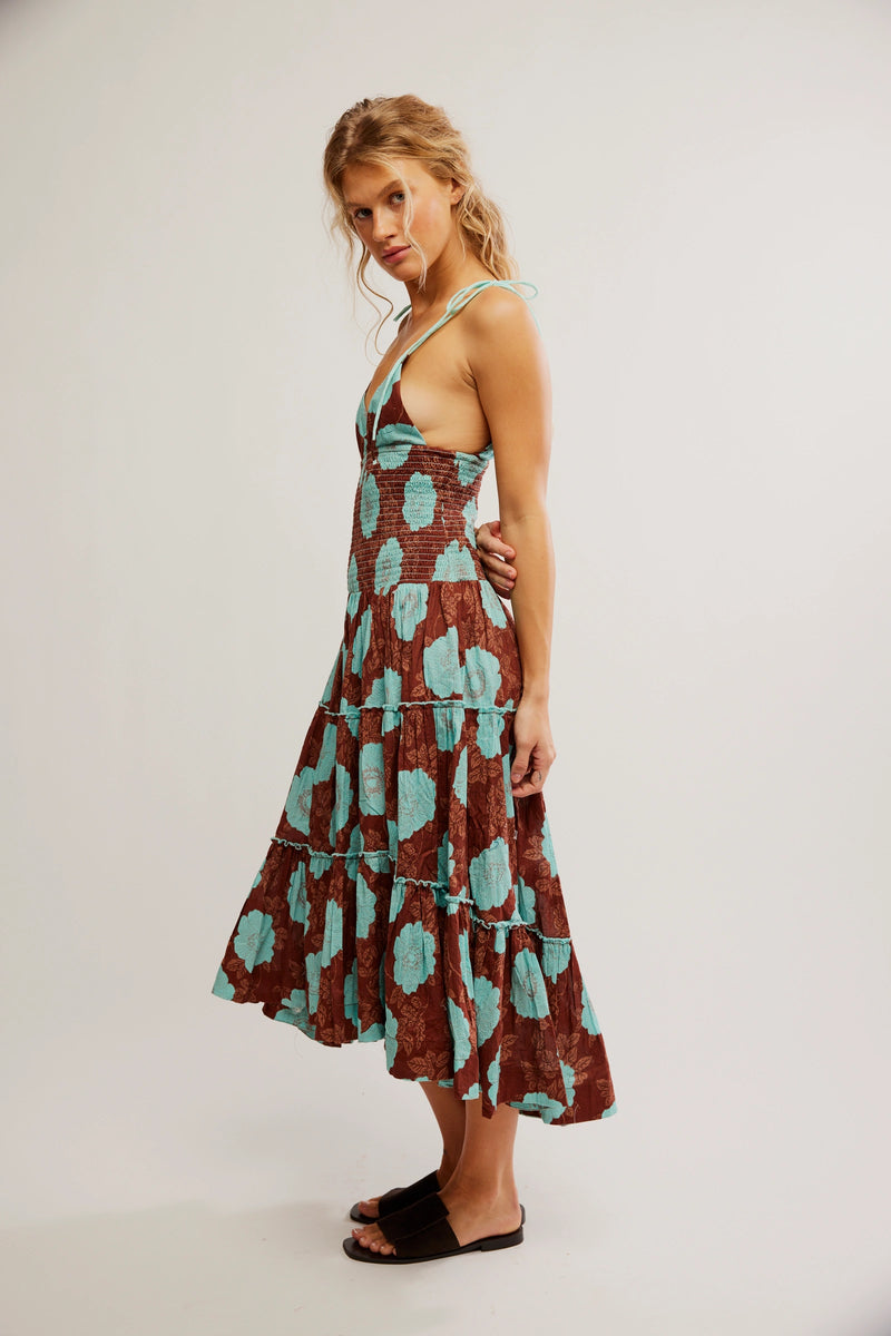 Adriel Midi Dress Nutmeg Combo