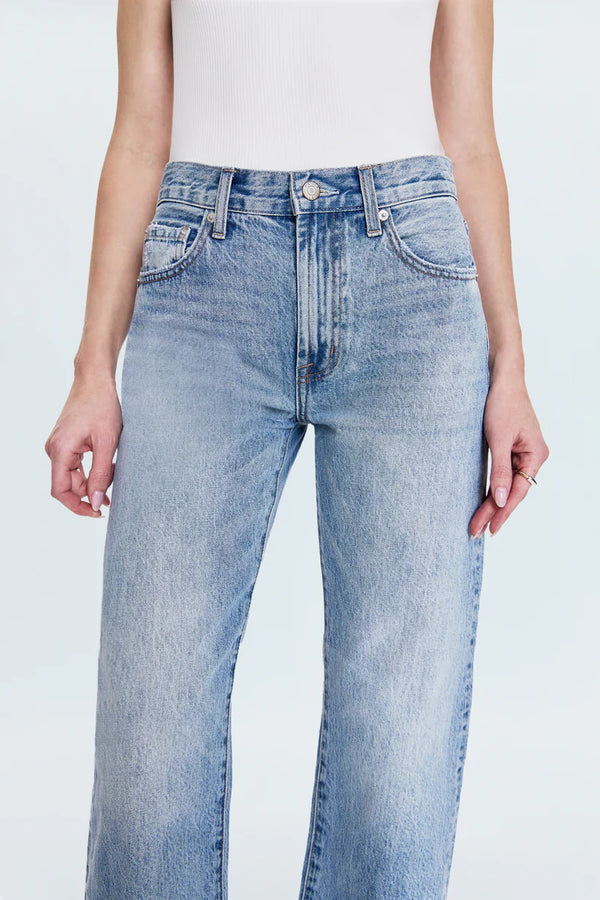 Lexi Mid Rise Bowed Straight Jean- Bowie