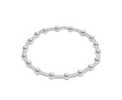 Classic Sincerity Pattern Sterling 4mm Bead Bracelet - Pearl