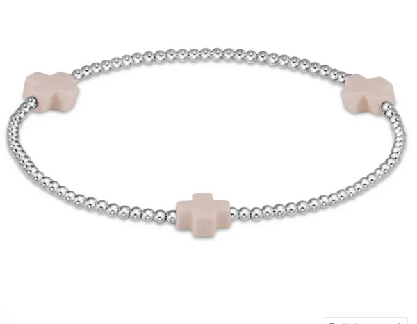 Signature Cross Sterling Pattern 3mm Bead Bracelet -Off White