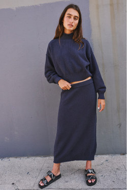 Hailee Sweater Skirt Set Navy Blazer