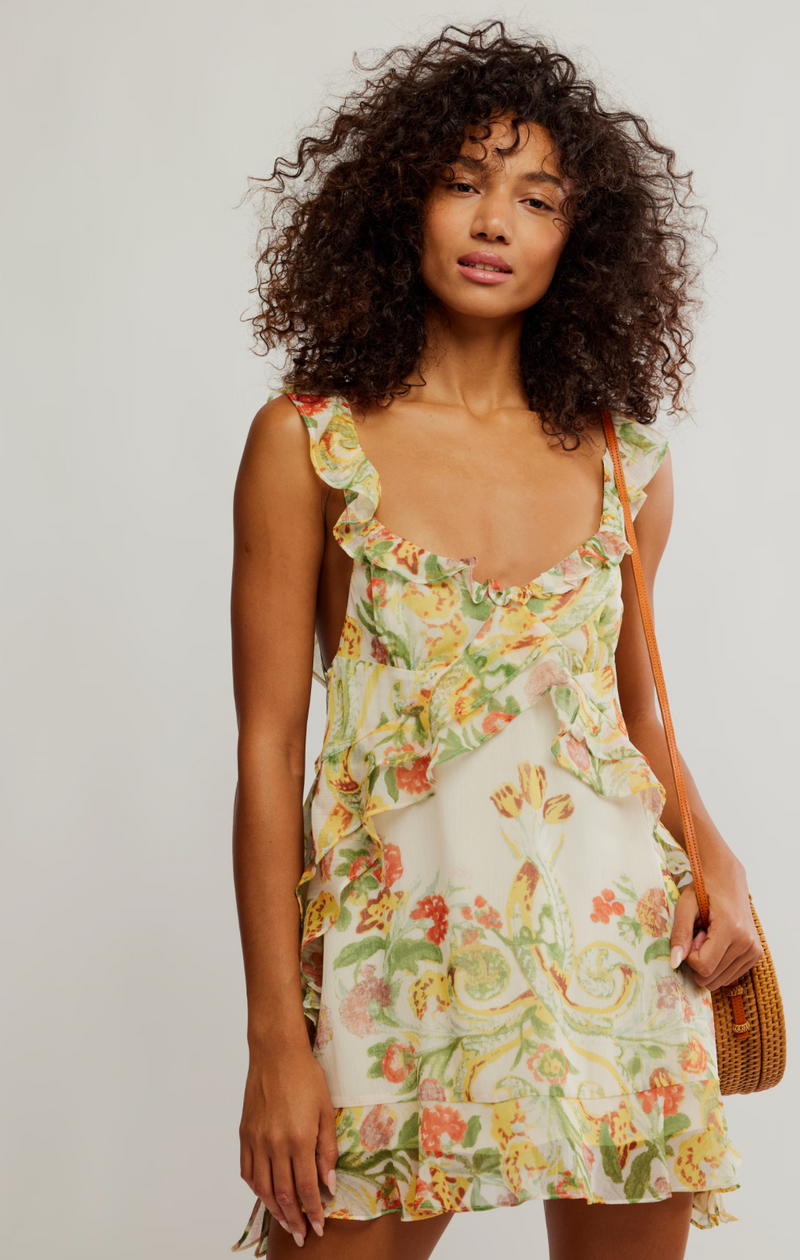 Bali Flora Mini Dress Tea Combo