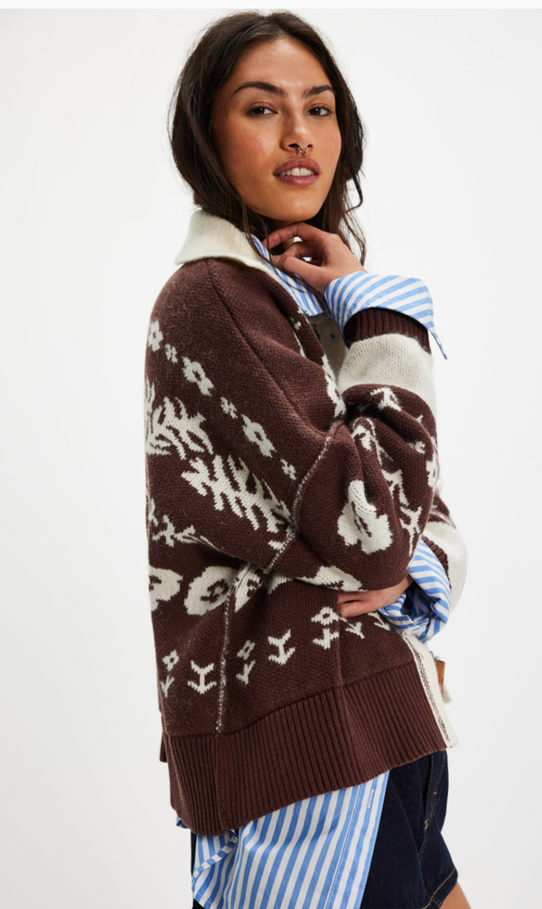 Shelby Cardigan Chocolate Combo