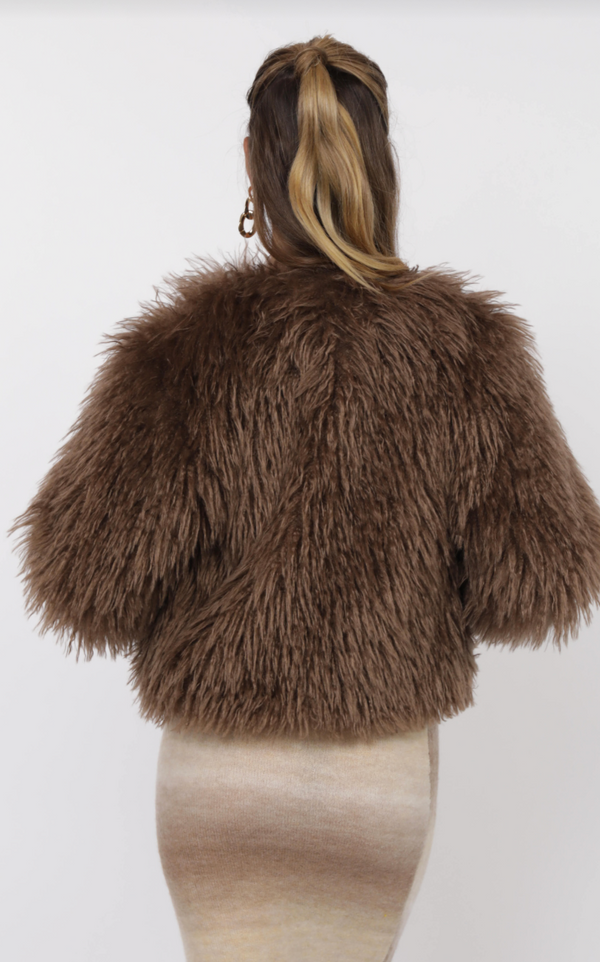 Deep Woods Cropped Vegan Fur Coat