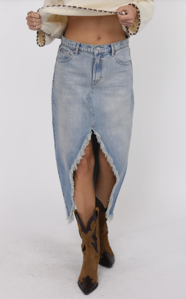 The Range Distressed Midi Skirt