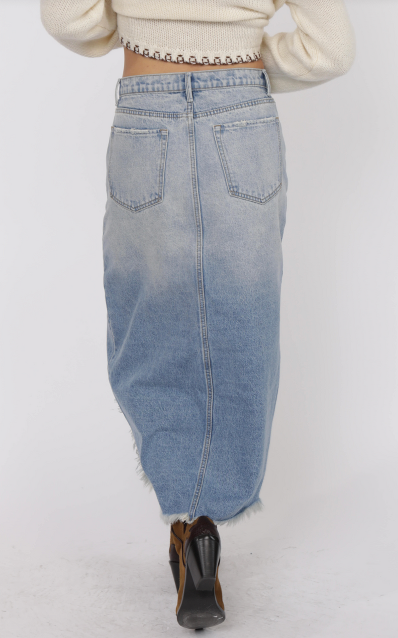 The Range Distressed Midi Skirt