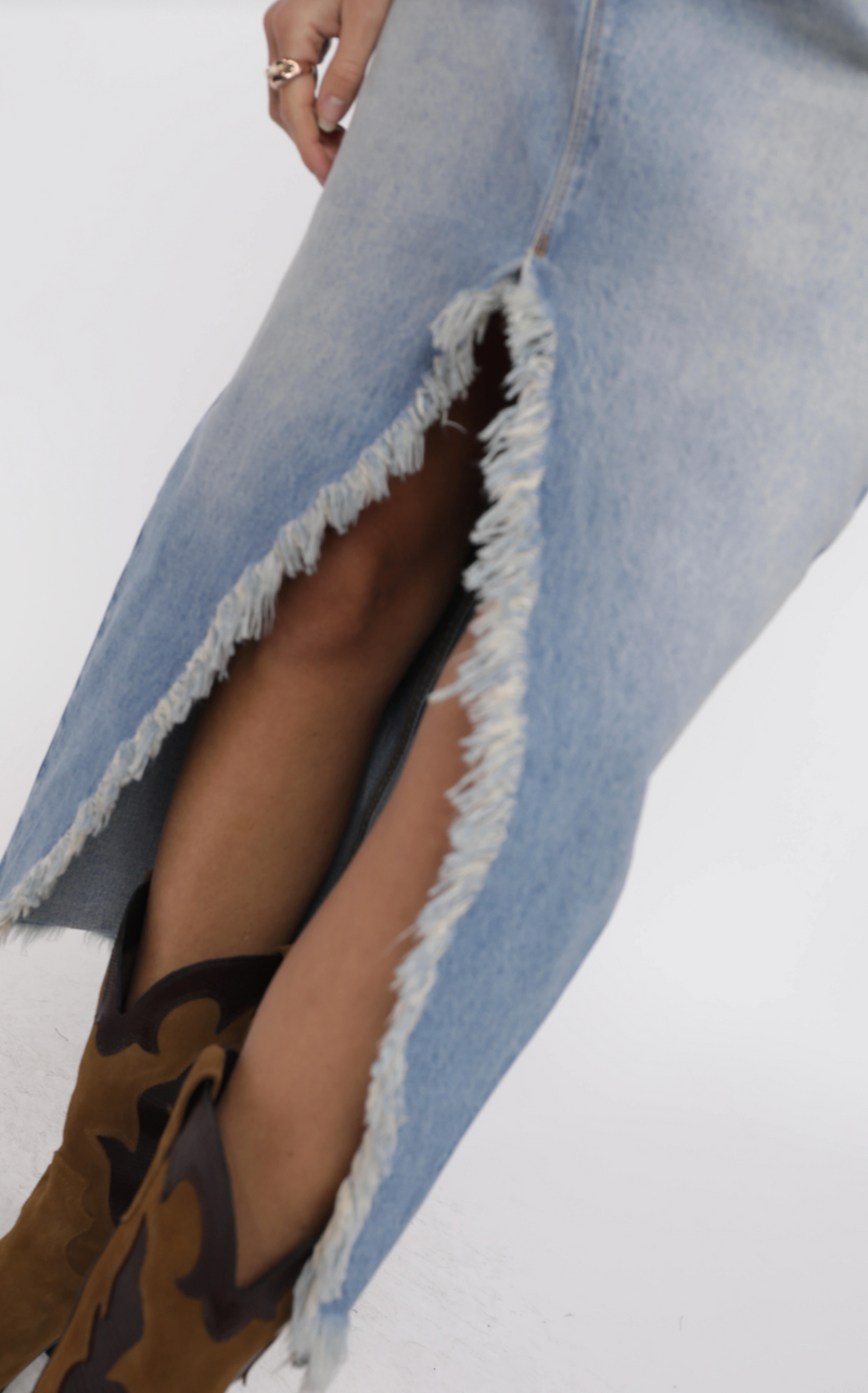 The Range Distressed Midi Skirt