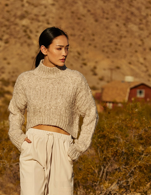 Lena Mock Neck Cropped Sweater