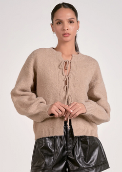 Simple Knit Tie Cardigan