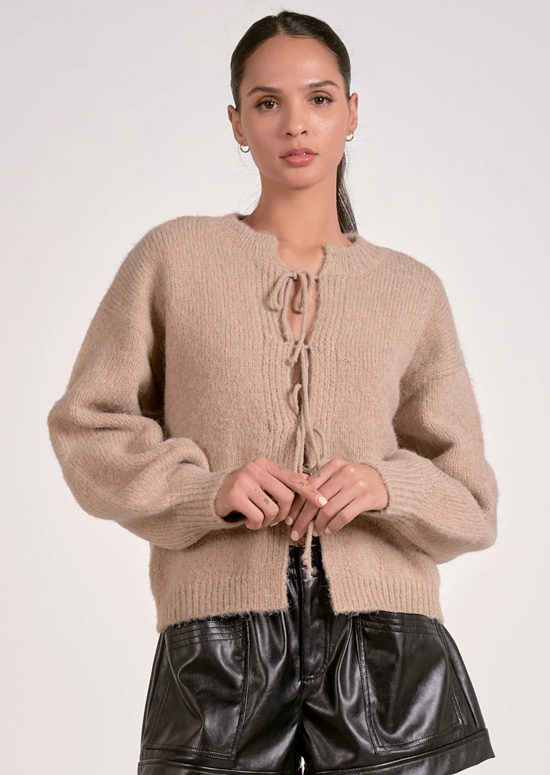 Simple Knit Tie Cardigan