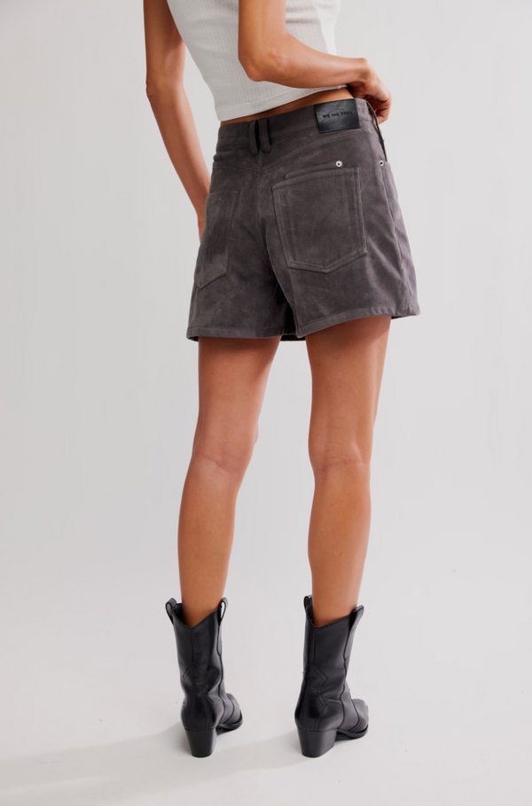 We The Free Tippi Vegan Suede Shorts Dark Grey