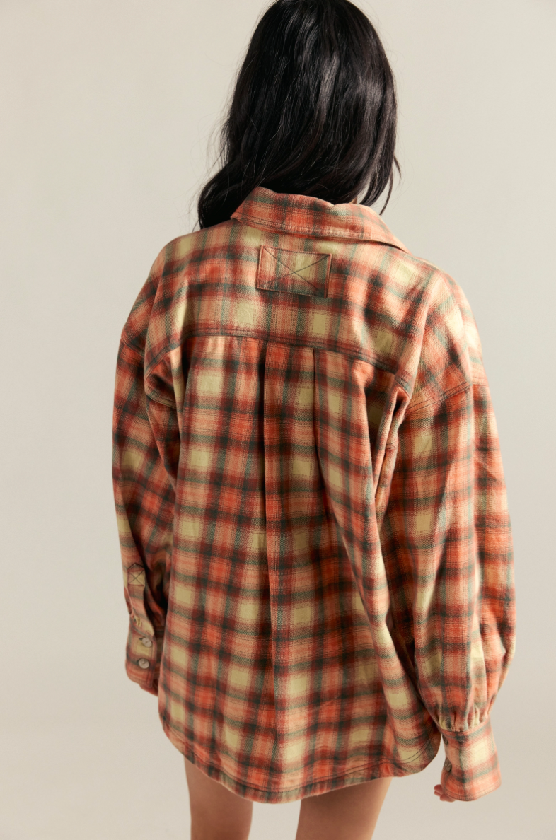 We The Free Ashley Plaid Shirt Sand Combo- Gia Pla
